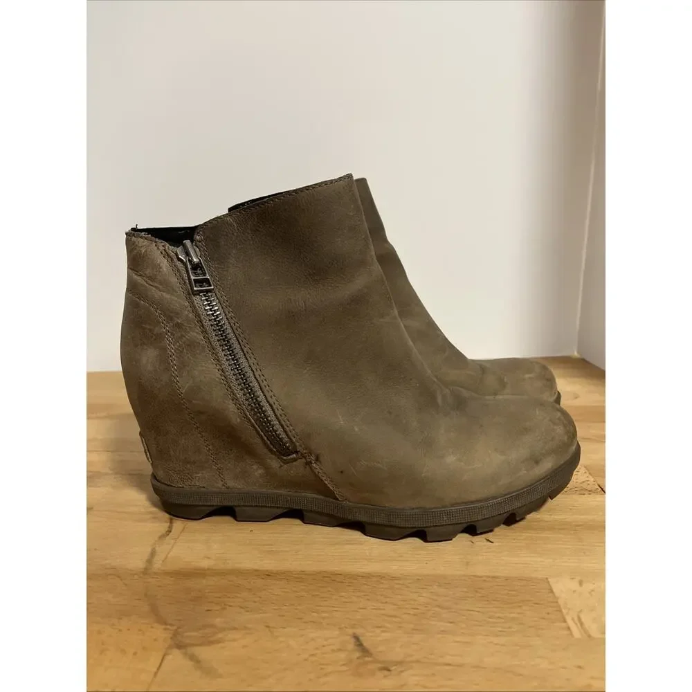 Sorel Boots Womens 9 Joan of Arctic II Wedge Brown Leather Booties - Picture 1 of 9